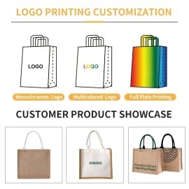 Wholesale Eco-Friendly Organic Jute Shopping Bag Customizable Logo Reusable Burlap Tote Letter Fashionable Boutique Retailers
