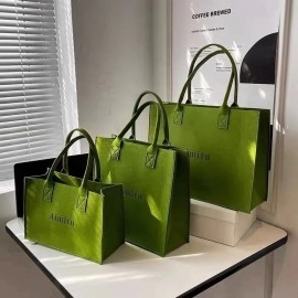 High-end Felt Felt Bag Milk Tea Shop Same Felt Tote Bag Large Capacity Shopping Felt Handbag