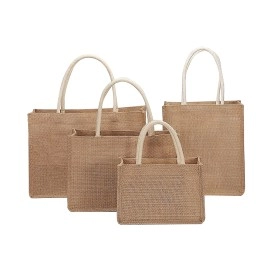 Wholesale Eco-Friendly Organic Jute Shopping Bag Customizable Logo Reusable Burlap Tote Letter Fashionable Boutique Retailers