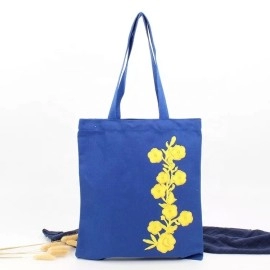 Promotional  Wholesale 100% Blue  Cotton Fabric Tote Cotton Canvas Printed