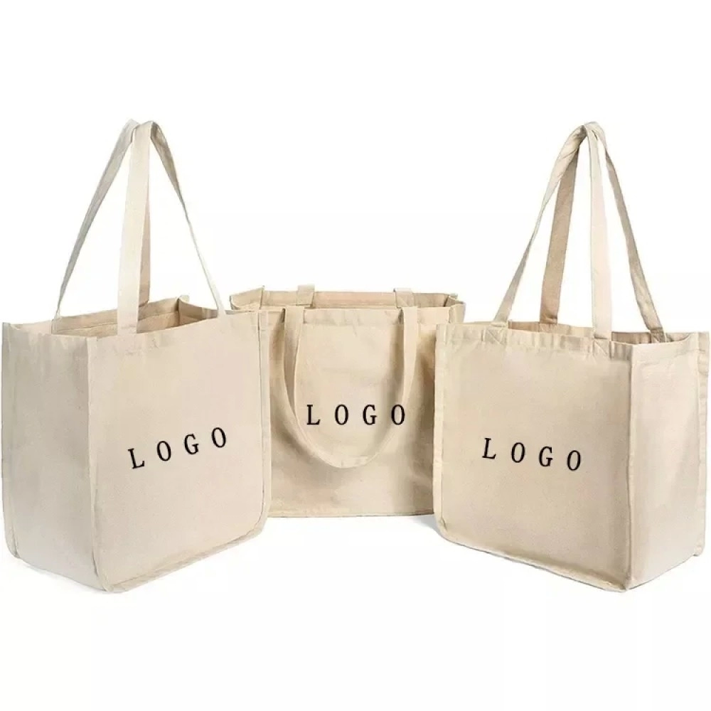 Customizable Promotional Canvas Tote Blank logo Printed Pattern Shopping Cotton Bag