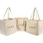 Customizable Promotional Canvas Tote Blank logo Printed Pattern Shopping Cotton Bag