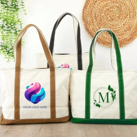 Custom Canvas Tote Bags for Women with Printed Logo High Quality Natural Cotton Large Canvas Shopping Tote Bag