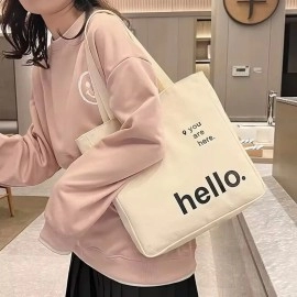 Custom Logo Business Printing Women's Reusable Eco-friendly Tote Bag Personalized Canvas Fabric Shopping Bag for Everyday Use