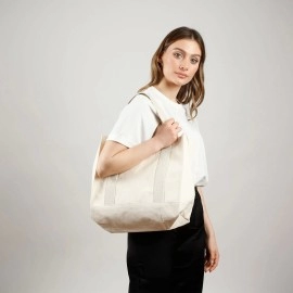 Women's Cotton Canvas Portable Office Tote Bag-Reusable for Beach Shopping & Travel with Customizable Logo & Design