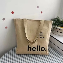 Custom Logo Business Printing Women's Reusable Eco-friendly Tote Bag Personalized Canvas Fabric Shopping Bag for Everyday Use