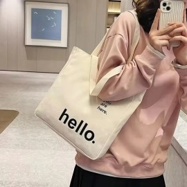 Custom Logo Business Printing Women's Reusable Eco-friendly Tote Bag Personalized Canvas Fabric Shopping Bag for Everyday Use