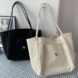 Wholesale Everyday Simplicity Custom Print Logo Thick Cotton Canvas Tote Bag Reusable Shopping Grocery Shoulder Bags with Pocket