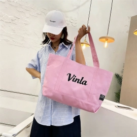 Reusable Designer Womens Handbags Cloth Bags Personalize Custom Blank Canvas Totes with Zipper and Pocket for Beach Grocery