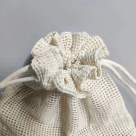 Eco-friendly Recyclable Reusable Washable Portable Customized Logo Printing Single String 100% Natural Cotton Mesh Bag