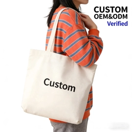 Fashionable Versatile LS Brand Pure Cotton Canvas Tote Customizable Multi-function Simple Design Grocery Bags Hand Length Handle
