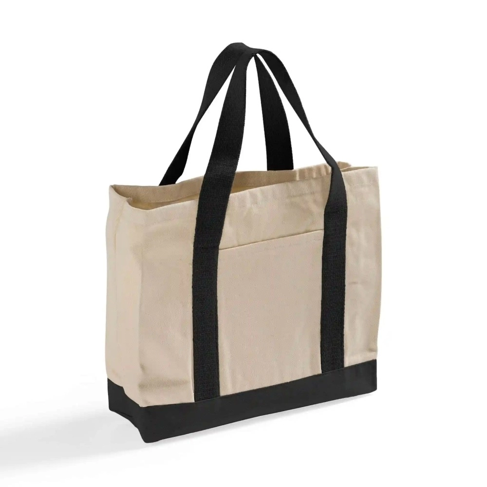 Women's Cotton Canvas Portable Office Tote Bag-Reusable for Beach Shopping & Travel with Customizable Logo & Design