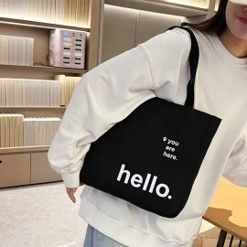 Custom Logo Business Printing Women's Reusable Eco-friendly Tote Bag Personalized Canvas Fabric Shopping Bag for Everyday Use