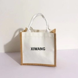 Wholesale Eco-Friendly Organic Jute Shopping Bag Customizable Logo Reusable Burlap Tote Letter Fashionable Boutique Retailers
