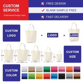 Customized Color Natural Cotton Big Capacity Cotton Canvas Tote Bag with Custom Logo for Daily Outing