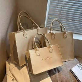 High-end Felt Felt Bag Milk Tea Shop Same Felt Tote Bag Large Capacity Shopping Felt Handbag