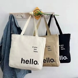Custom Logo Business Printing Women's Reusable Eco-friendly Tote Bag Personalized Canvas Fabric Shopping Bag for Everyday Use