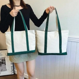 Custom Canvas Tote Bags for Women with Printed Logo High Quality Natural Cotton Large Canvas Shopping Tote Bag