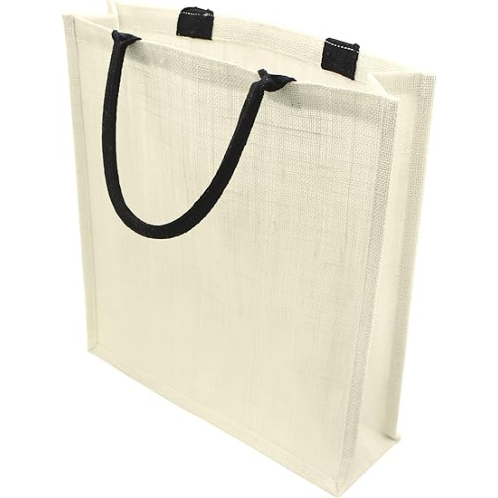 CleverDelights Ivory Jute Burlap Shopping Bags