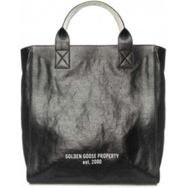 Golden Goose California Bag N-S Property Waxed Canvas Body Zipped Tote Bag - Black