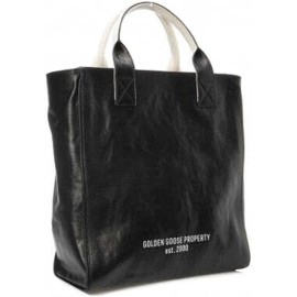 Golden Goose California Bag N-S Property Waxed Canvas Body Zipped Tote Bag - Black